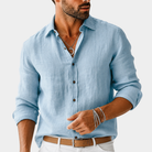 Cole | Relaxed Linen Button-Up Shirt - Valereo
