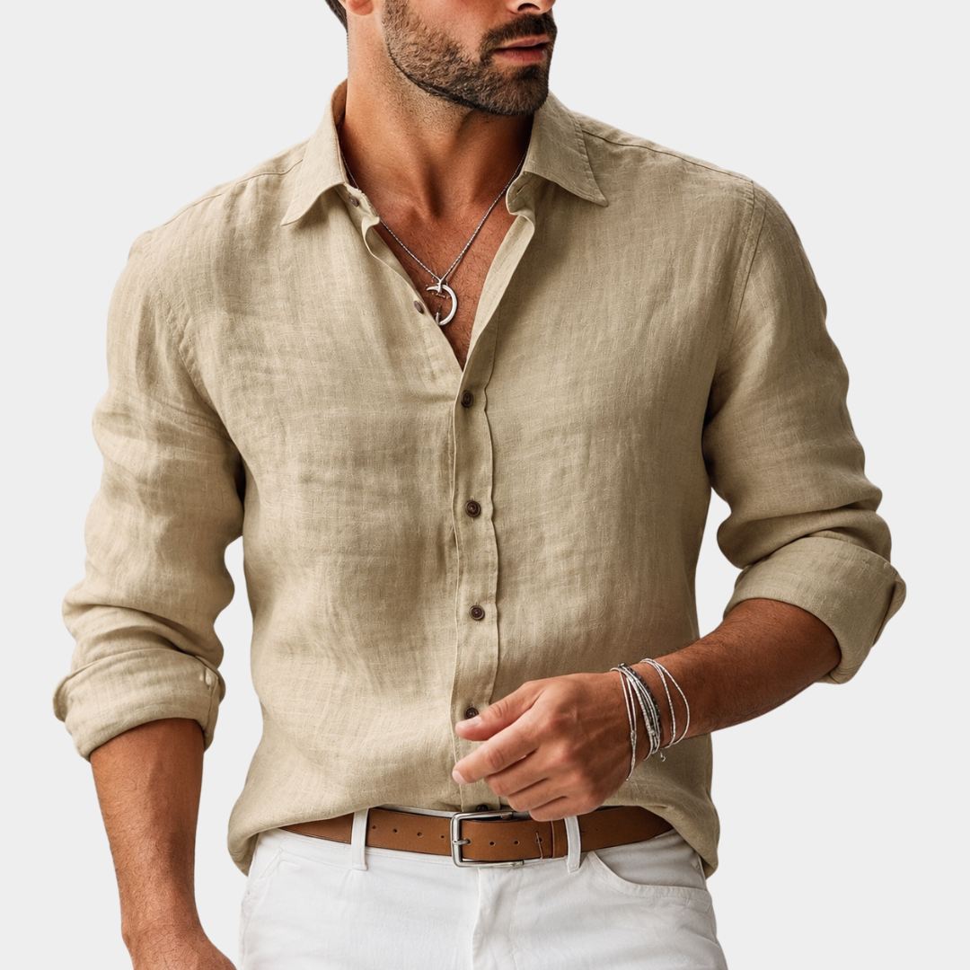 Cole | Relaxed Linen Button-Up Shirt - Valereo