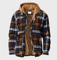 Men's Quilted Flannel Hooded Jacket Plaid