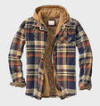 Men's Quilted Flannel Hooded Jacket Plaid