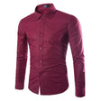 Men's Slim Fit Button-Down Shirt Solid Color