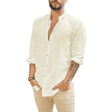 Men's Linen Button-Down Shirt Long Sleeve