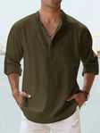 Men's Linen Henley Shirt Long Sleeve