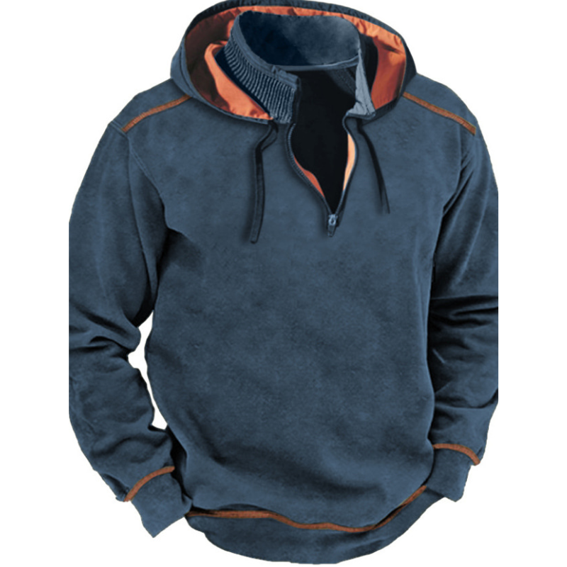 David | Stylish Quarter-Zip Contrast Hoodie - Valereo