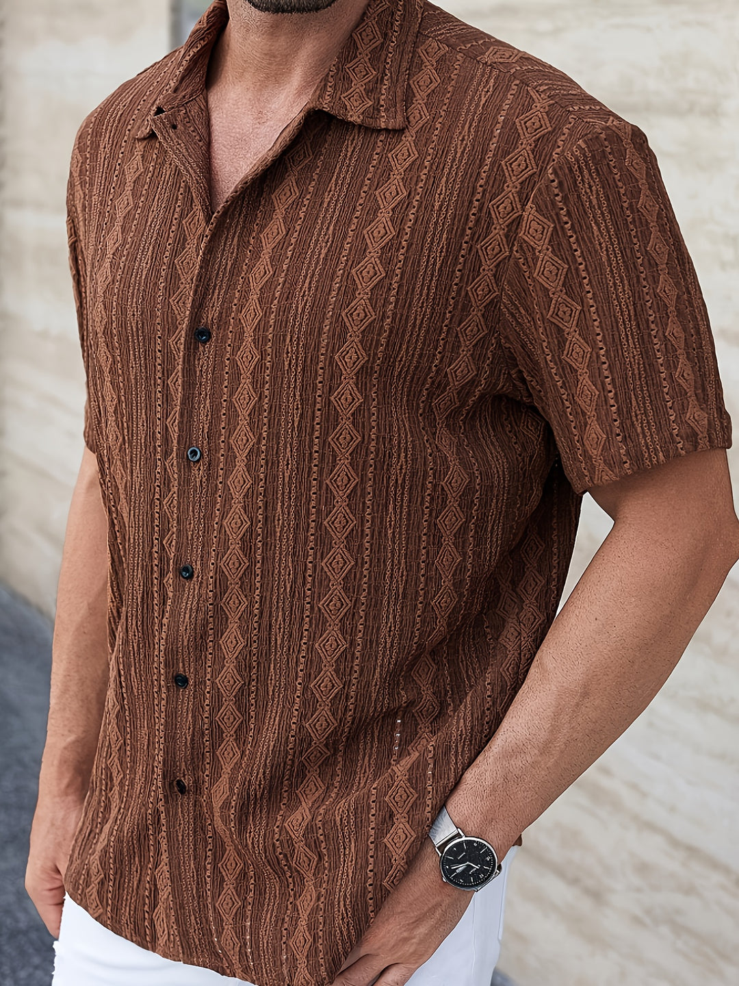 David | Stylish Textured Knit Shirt - Valereo