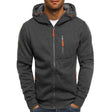 Men's Fleece Zip-Up Hoodie Contrast Zippers