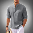 Men's Henley Shirt Textured Band Collar