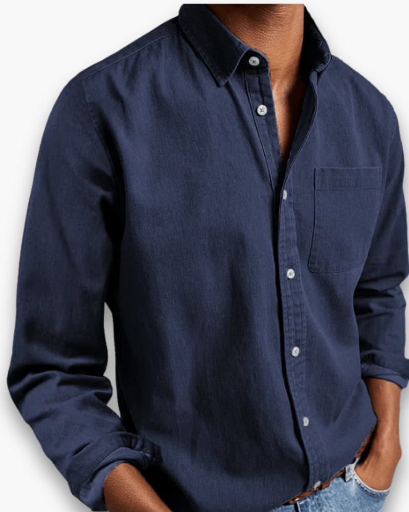 Ethan | Casual Navy Denim Shirt - Valereo