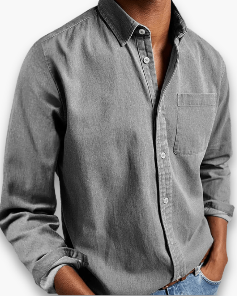Ethan | Casual Navy Denim Shirt - Valereo