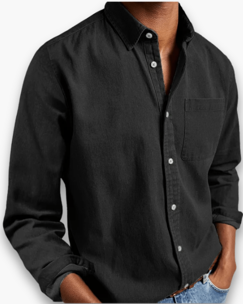 Ethan | Casual Navy Denim Shirt - Valereo