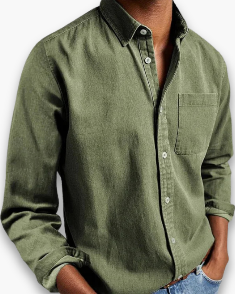 Ethan | Casual Navy Denim Shirt - Valereo