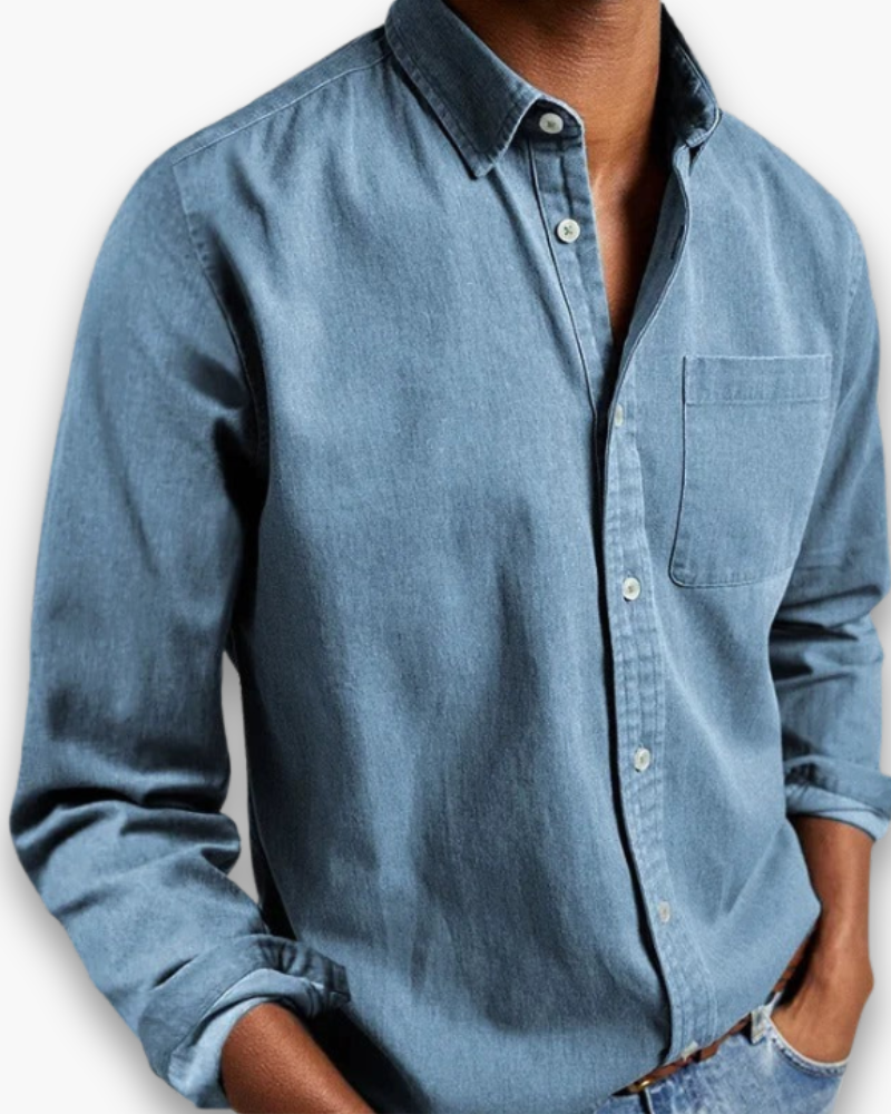 Ethan | Casual Navy Denim Shirt - Valereo