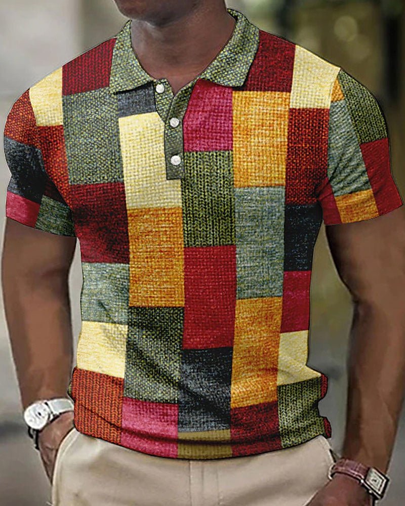 Ethan | Casual Patchwork Print Polo Shirt - Valereo