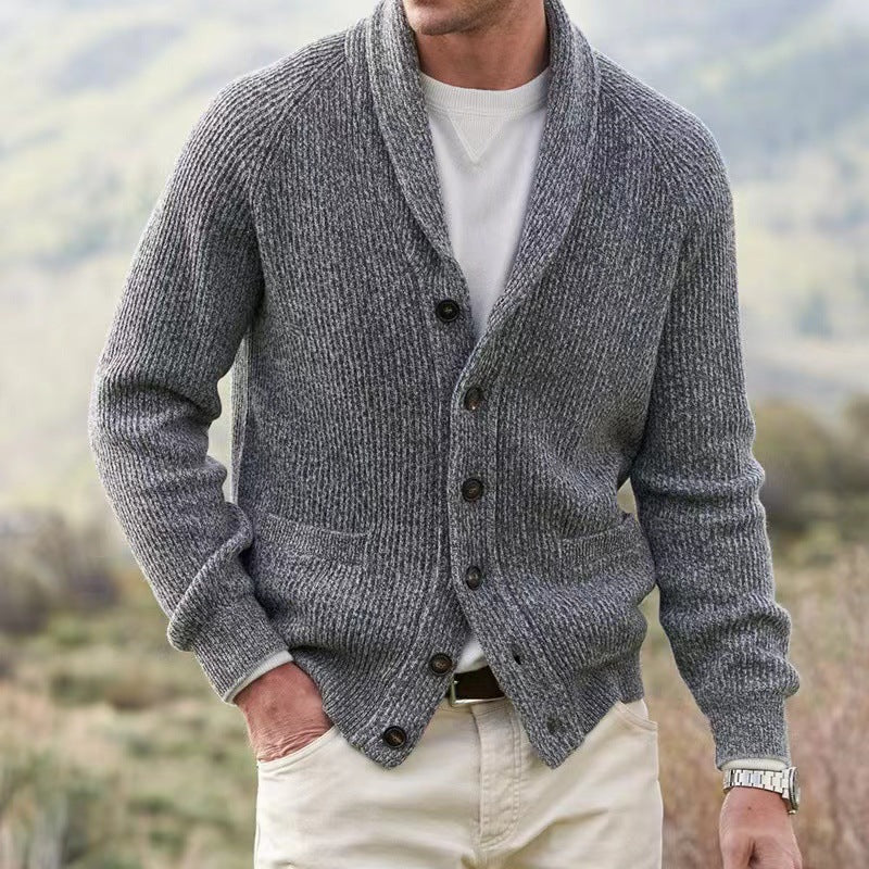 Ethan | Refined Shawl Collar Knit Cardigan - Valereo