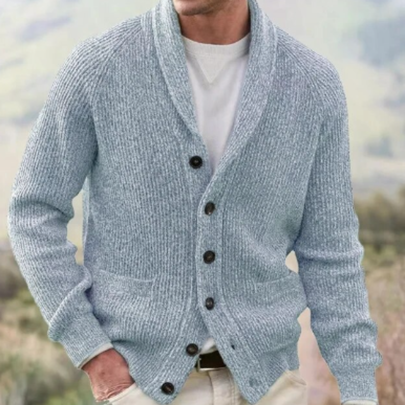 Ethan | Refined Shawl Collar Knit Cardigan - Valereo