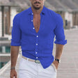 Men's Linen Shirt Turn-Down Collar