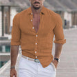 Men's Linen Shirt Turn-Down Collar