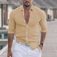 Men's Linen Shirt Turn-Down Collar