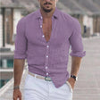 Men's Linen Shirt Turn-Down Collar
