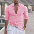 Men's Linen Shirt Turn-Down Collar