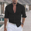 Men's Linen Shirt Turn-Down Collar