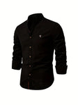 Men's Linen Shirt Mandarin Collar