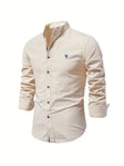 Men's Linen Shirt Mandarin Collar