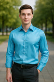 Men's Satin Dress Shirt Slim Fit