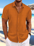 Men's Textured Short Sleeve Shirt Button Front