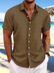 Men's Textured Short Sleeve Shirt Button Front