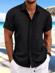 Men's Textured Short Sleeve Shirt Button Front