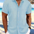 Men's Textured Short Sleeve Shirt Button Front