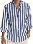 Men's Striped Button-Down Shirt Long Sleeve