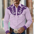 Men's Western Embroidered Shirt Contrast Yoke