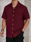 Men's Textured Short Sleeve Shirt Button Front