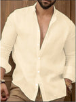 Men's Linen Button-Down Shirt Long Sleeve