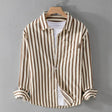 Men's Striped Cotton Button-Down Shirt Long Sleeve