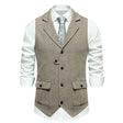 Men's Herringbone Tweed Vest Notch Lapel