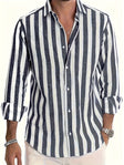 Men's Striped Button-Down Shirt Long Sleeve