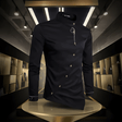 Men's Mandarin Collar Shirt Embroidered Detail