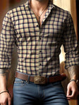 Men's Plaid Button-Down Shirt Long Sleeve