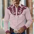 Men's Western Embroidered Shirt Contrast Yoke