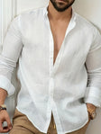 Men's Linen Button-Down Shirt Long Sleeve