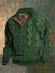 Men's Cable Knit Sweater Zip Collar