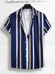 Men's Striped Short Sleeve Shirt Vertical Stripe
