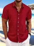 Men's Textured Short Sleeve Shirt Button Front