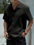 Men's Textured Short Sleeve Shirt Button Front