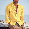 Men's Linen Button-Down Shirt Long Sleeve