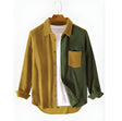 Men's Corduroy Shirt Color Block Pocket