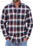 Men's Plaid Flannel Shirt Long Sleeve Relaxed Fit